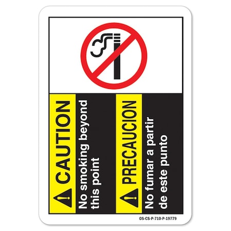 Signmission ANSI Sign, No Smoking Beyond This Point-Bilingual, 24in X 18in Aluminum, 18" W, 24" L, Landscape OS-CS-A-1824-L-19779